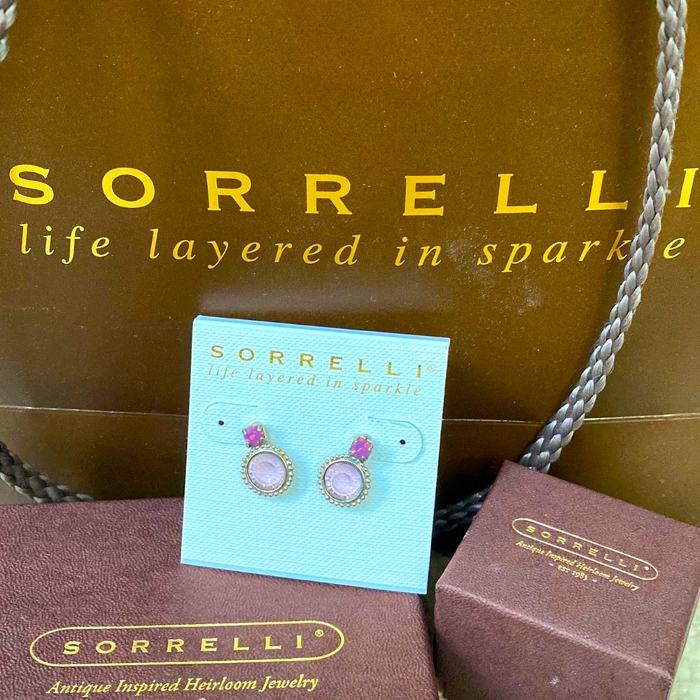 Sorrelli Pink and Gold Crystal Drop Earrings